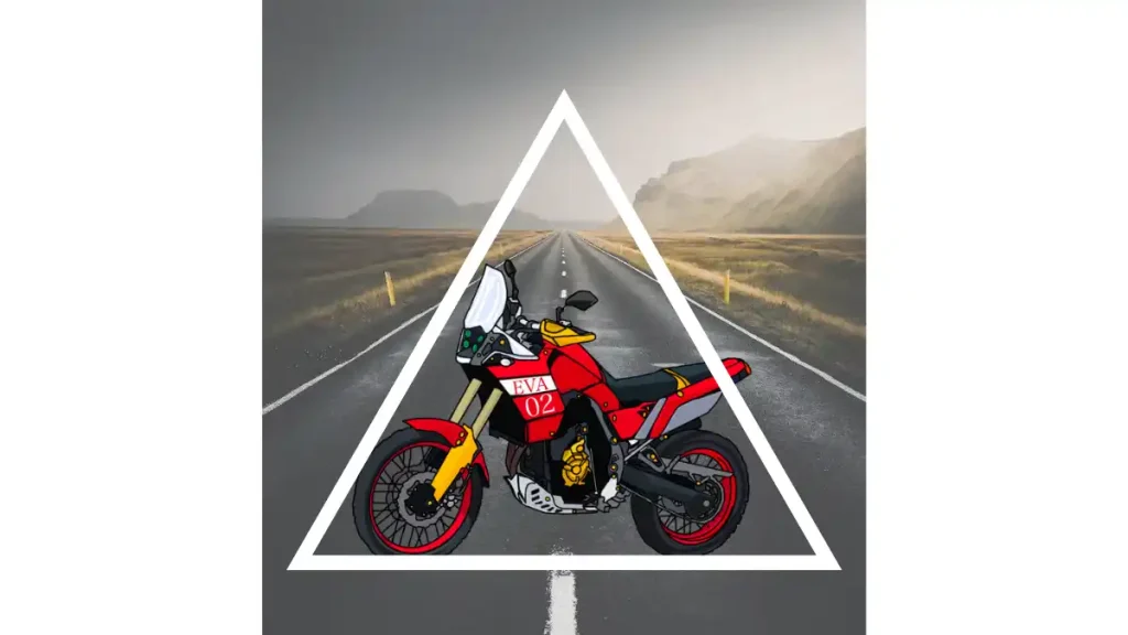 三角構図でバイクの写真を撮る